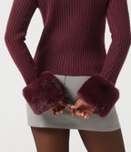 Ribbed Knit Round Neck Long Sleeve Casual Cardigan — Zinfandel — view 6