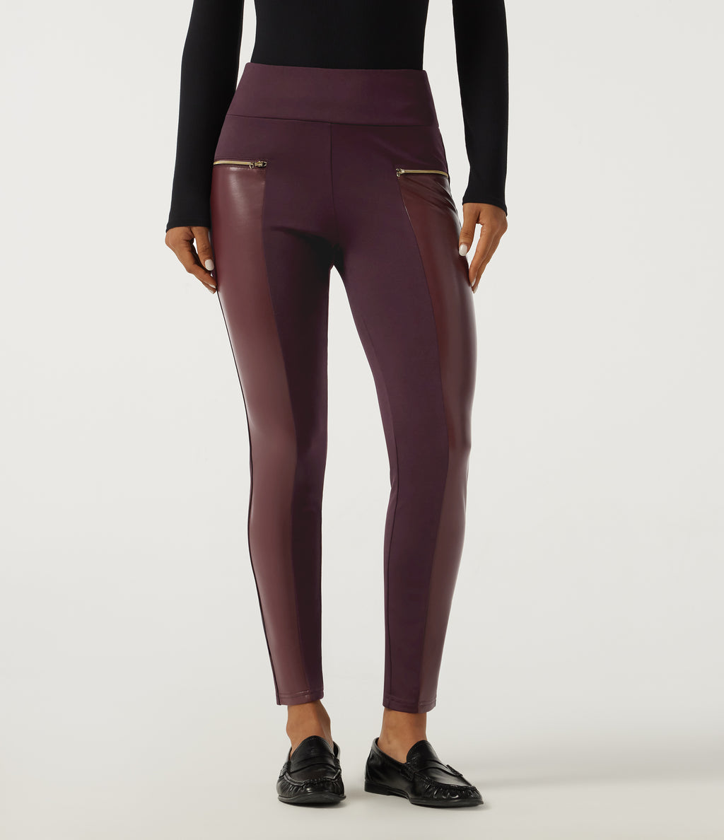 High Waisted Skinny Casual Leggings — Winetasting — view 3