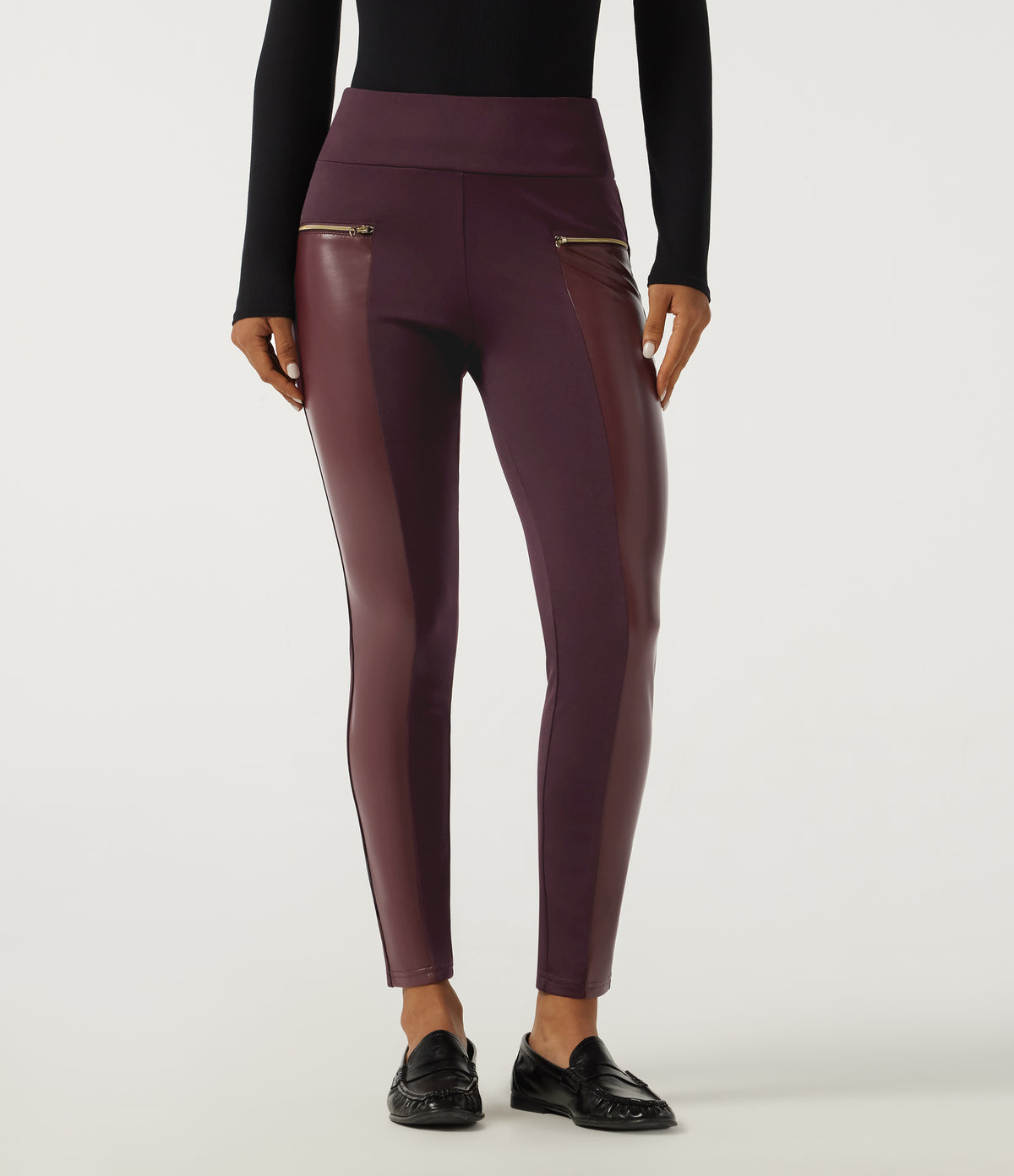 High Waisted Skinny Casual Leggings — Winetasting — view 3