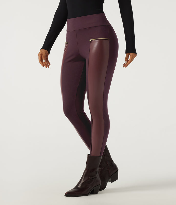 High Waisted Skinny Casual Leggings — Winetasting — view 1