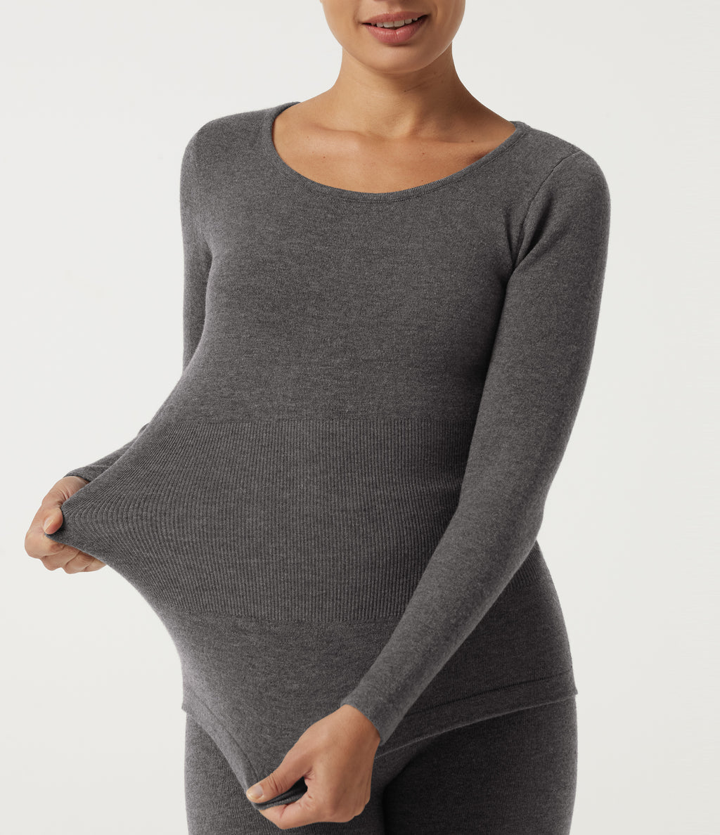 Round Neck Long Sleeve Casual Jumper — Smokey Grey — view 5