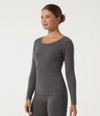 Round Neck Long Sleeve Casual Jumper — Smokey Grey — view 3