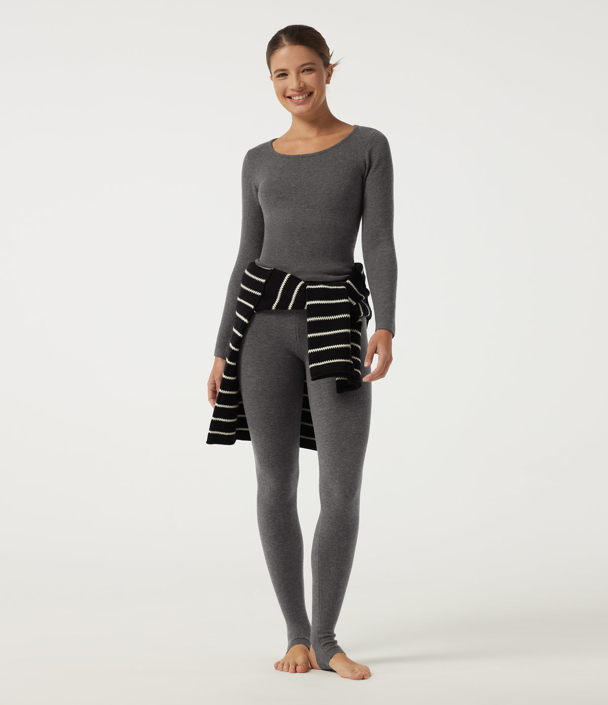 Round Neck Long Sleeve Casual Jumper — Smokey Grey — view 7