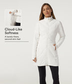 PuffFlex Stand Collar Double Zipper Casual Padded Jacket with Pockets — White — view 1
