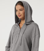 Hooded Long Sleeve Casual Top — Fog Gray — view 6