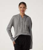 Hooded Long Sleeve Casual Top — Fog Gray — view 4