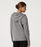 Hooded Long Sleeve Casual Top — Fog Gray — view 2