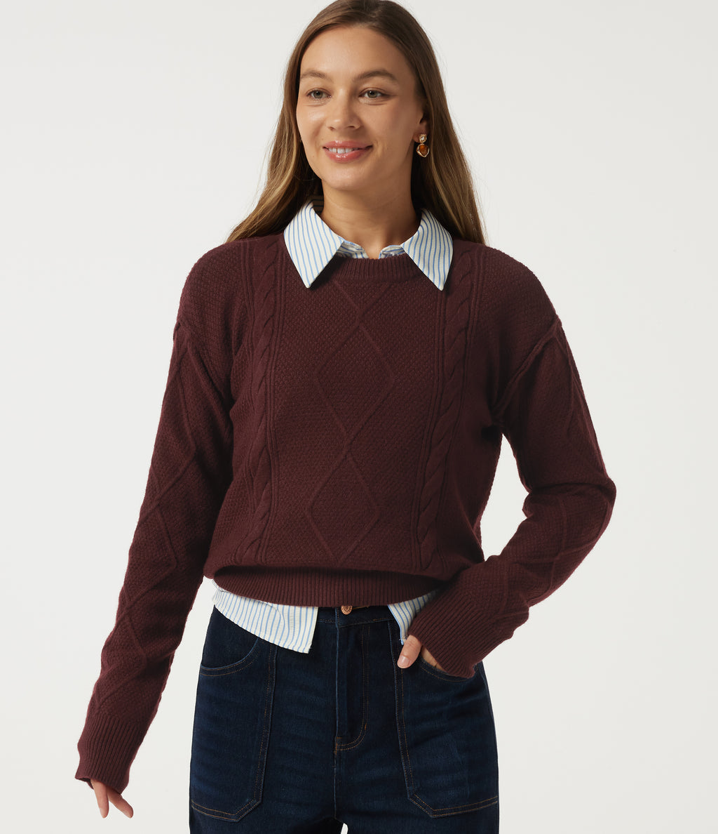 Round Neck Long Sleeve Work Jumper — Mulled Night — view 5