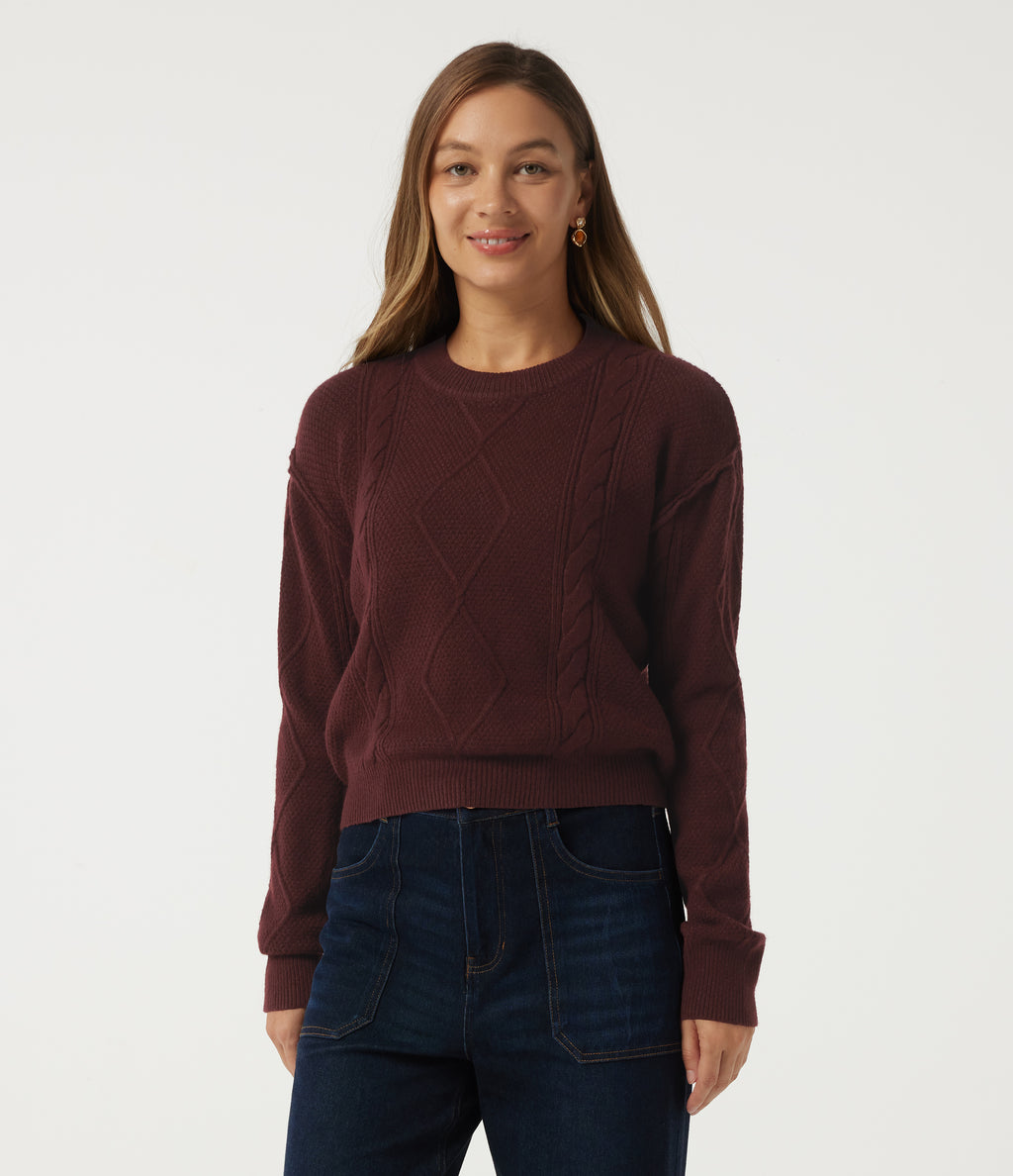 Round Neck Long Sleeve Work Jumper — Mulled Night — view 1