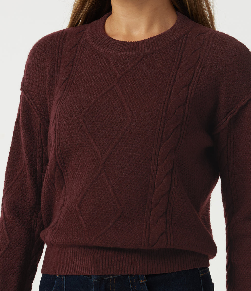 Round Neck Long Sleeve Work Jumper — Mulled Night — view 6