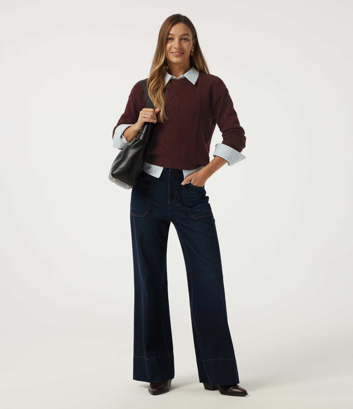 Round Neck Long Sleeve Work Jumper — Mulled Night — view 7