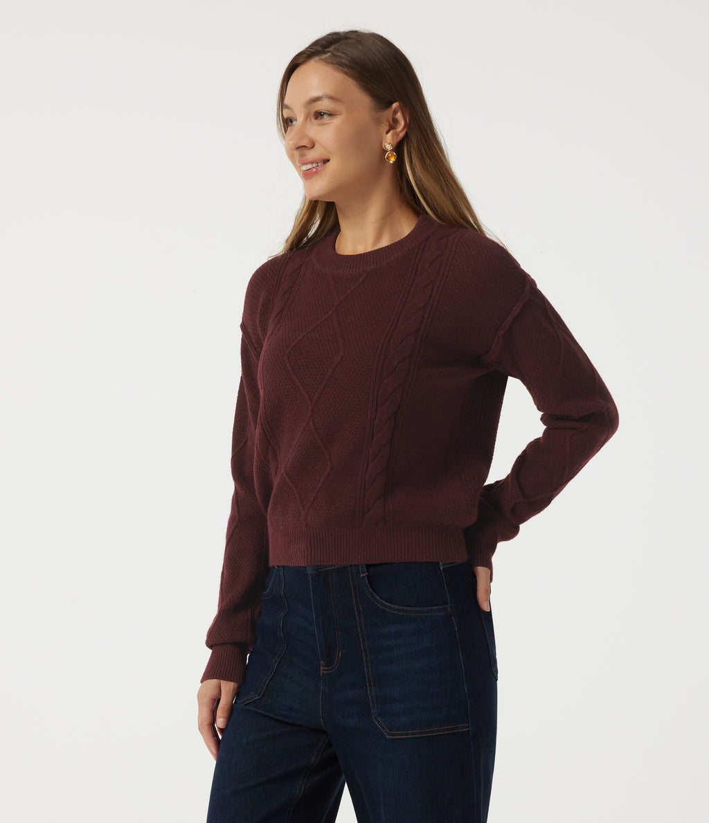 Round Neck Long Sleeve Work Jumper — Mulled Night — view 3