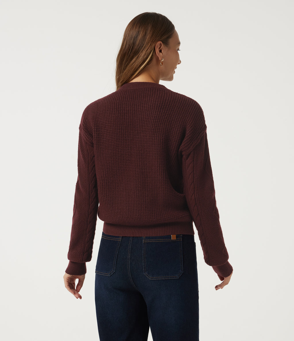 Round Neck Long Sleeve Work Jumper — Mulled Night — view 2