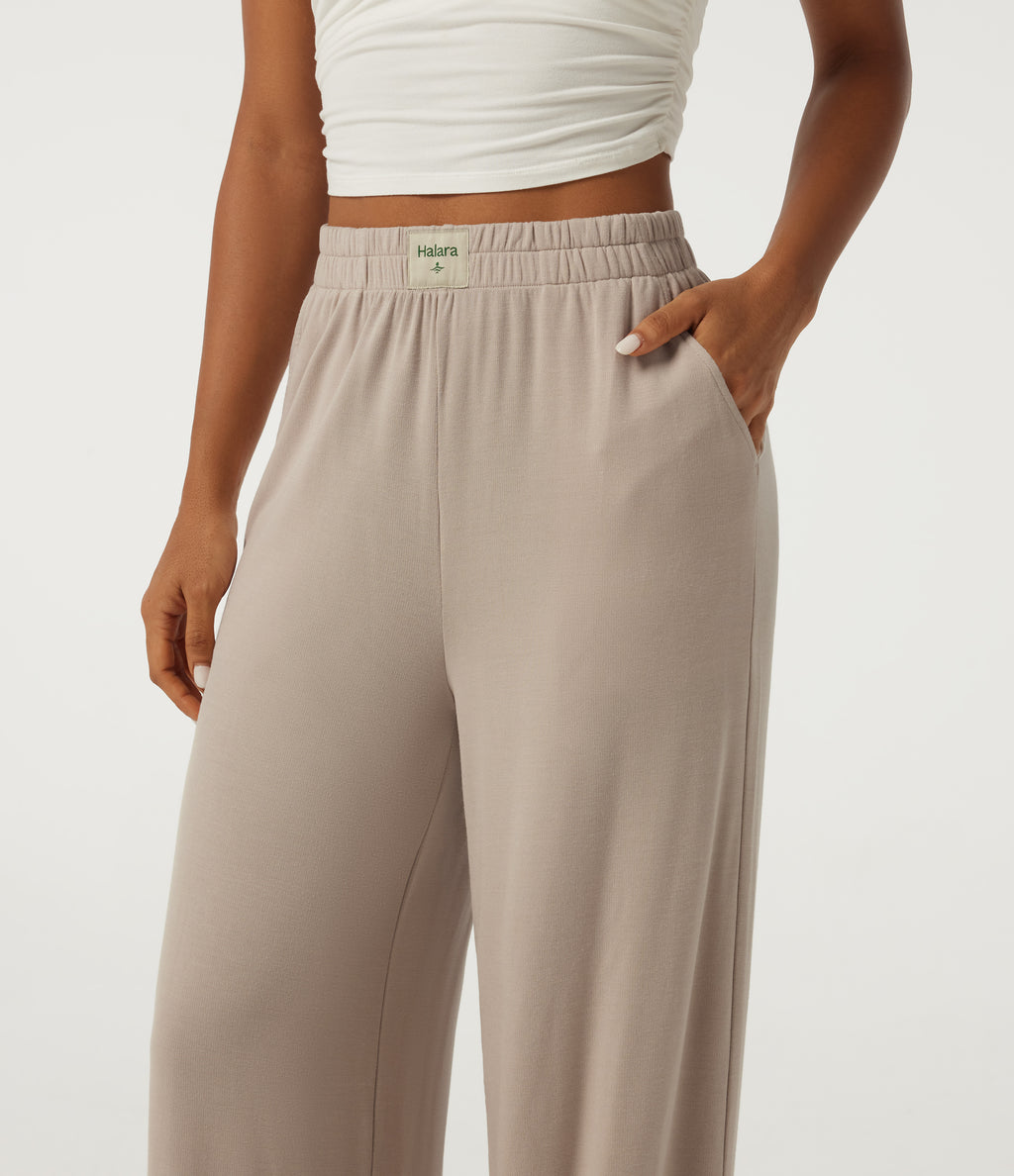 High Waisted Baggy Lounge Bottoms with Pockets — Chateau Gray — view 4