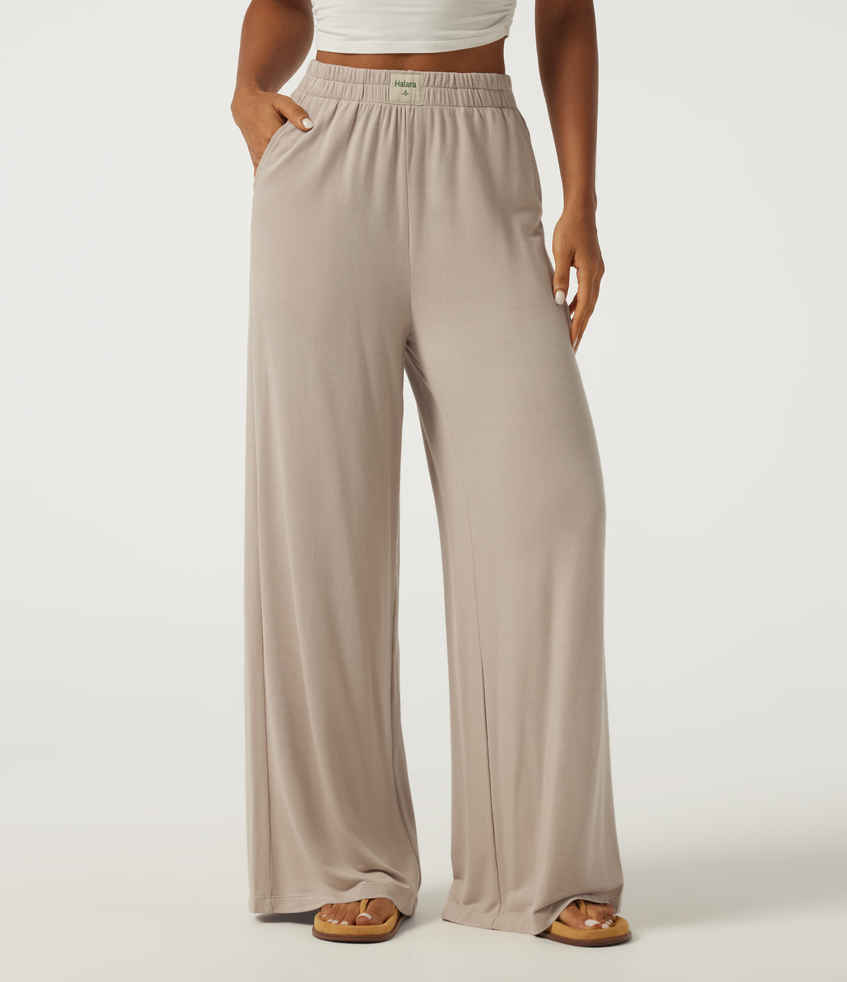 High Waisted Baggy Lounge Bottoms with Pockets — Chateau Gray — view 1