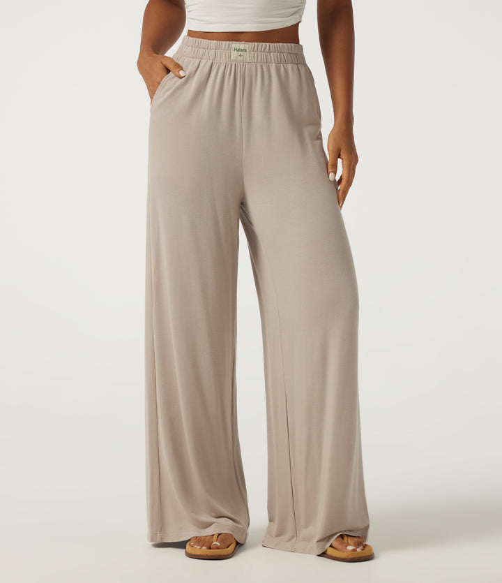 High Waisted Baggy Lounge Bottoms with Pockets — Chateau Gray — view 1