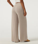 High Waisted Baggy Lounge Bottoms with Pockets — Chateau Gray — view 2