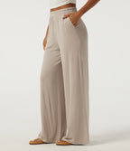 High Waisted Baggy Lounge Bottoms with Pockets — Chateau Gray — view 3