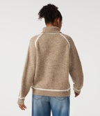 High Neck Long Sleeve Color Block Work Jumper — Sesame — view 2