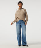 High Neck Long Sleeve Color Block Work Jumper — Sesame — view 8