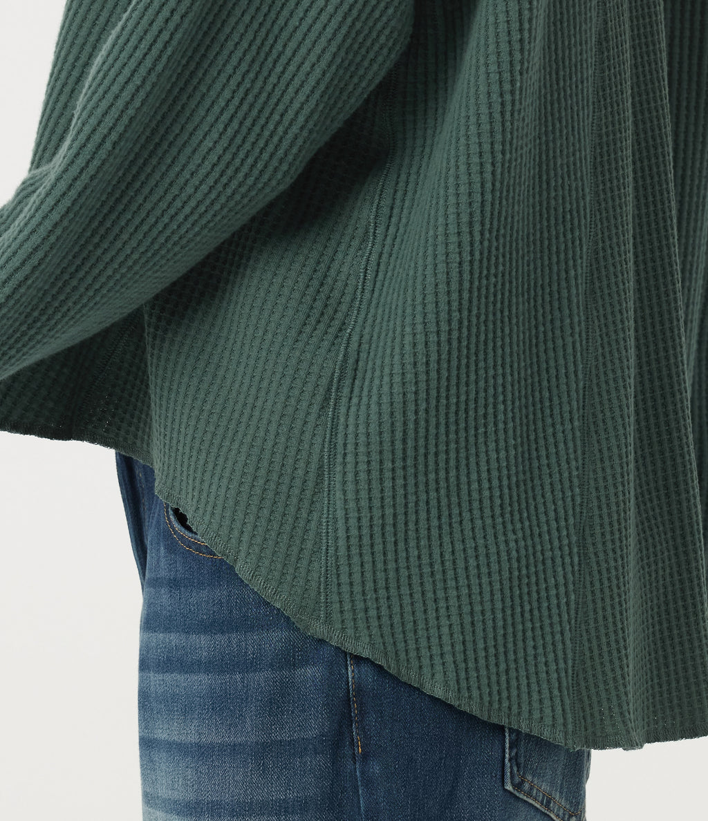 Round Neck Long Sleeve Curved Hem Casual Sweatshirt — Green Frost — view 6