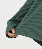 Round Neck Long Sleeve Curved Hem Casual Sweatshirt — Green Frost — view 7