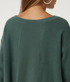 Round Neck Long Sleeve Curved Hem Casual Sweatshirt — Green Frost — view 5