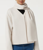 V Neck Long Sleeve Fleece Casual Coat with Pockets — Tofu — view 5