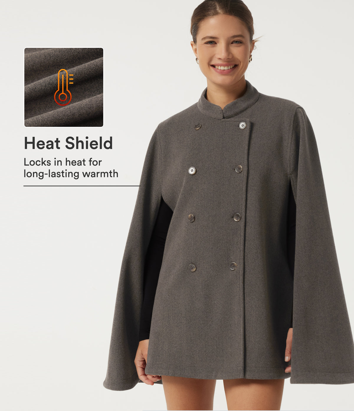 Mock Neck Long Sleeve Plaid Work Jacket — Tarmac — view 1