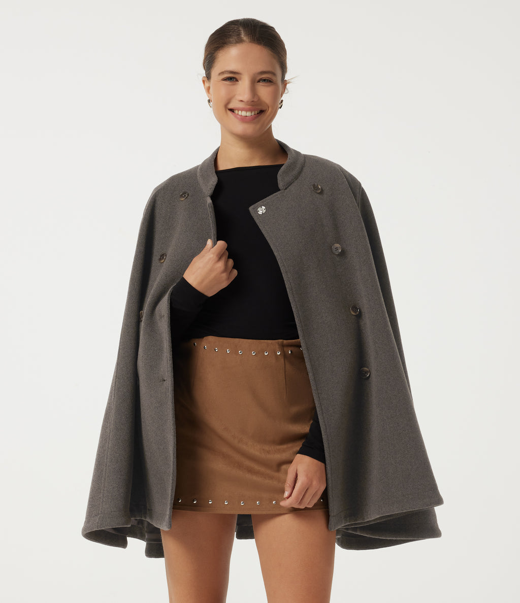Mock Neck Long Sleeve Plaid Work Jacket — Tarmac — view 4