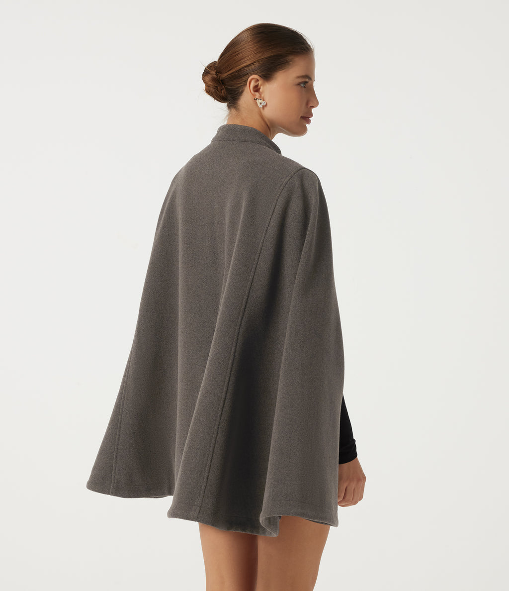 Mock Neck Long Sleeve Plaid Work Jacket — Tarmac — view 2