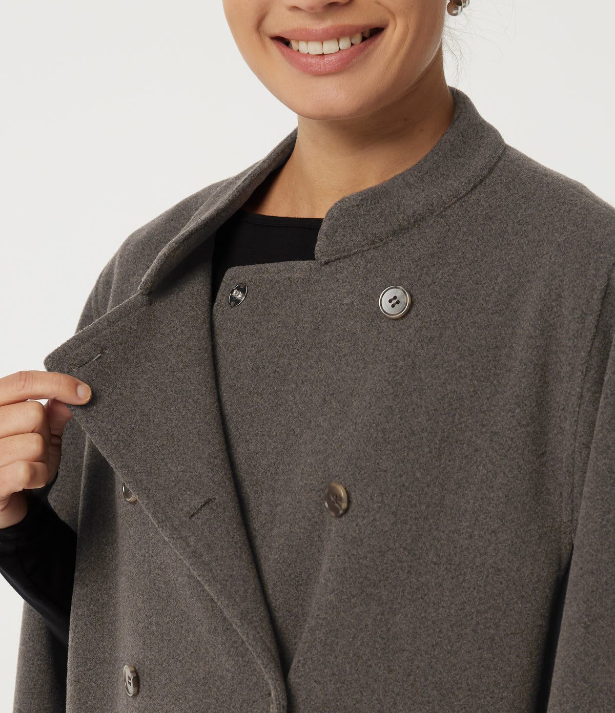 Mock Neck Long Sleeve Plaid Work Jacket — Tarmac — view 6