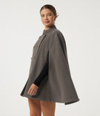 Mock Neck Long Sleeve Plaid Work Jacket — Tarmac — view 3