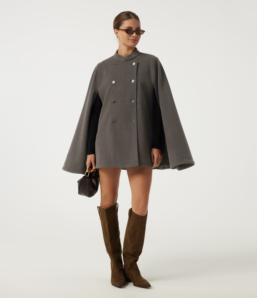 Mock Neck Long Sleeve Plaid Work Jacket — Tarmac — view 7