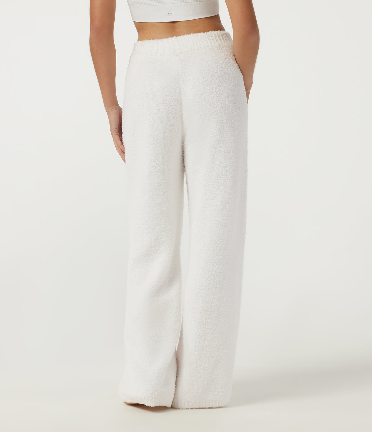 Mid Rise Wide Leg Lounge Trousers — White — view 2