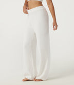 Mid Rise Wide Leg Lounge Trousers — White — view 3