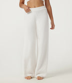 Mid Rise Wide Leg Lounge Trousers — White — view 1