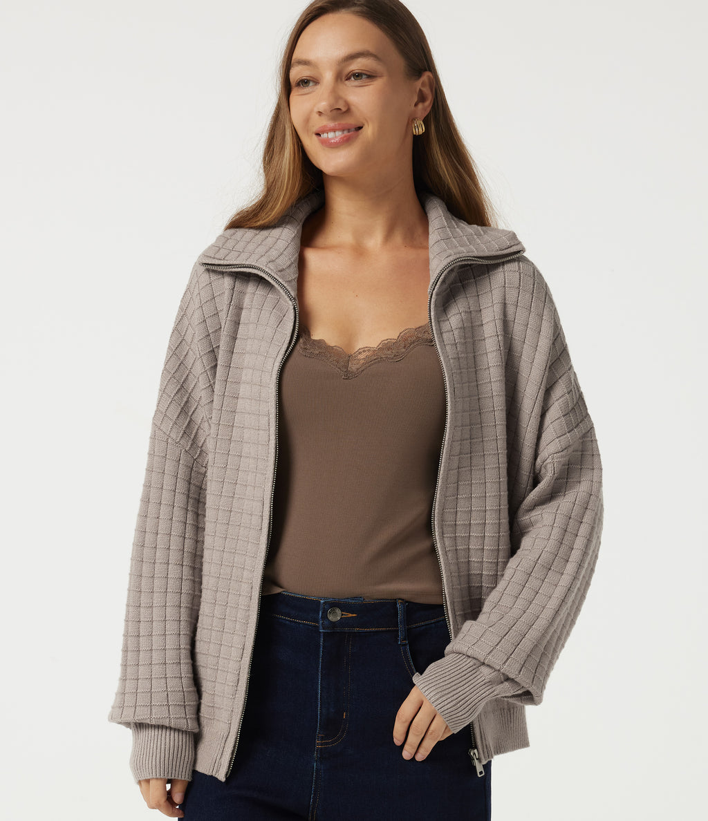 Lapel Long Sleeve Casual Cardigan — Pure Cashmere — view 1