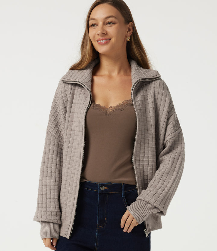 Lapel Long Sleeve Casual Cardigan — Pure Cashmere — view 1