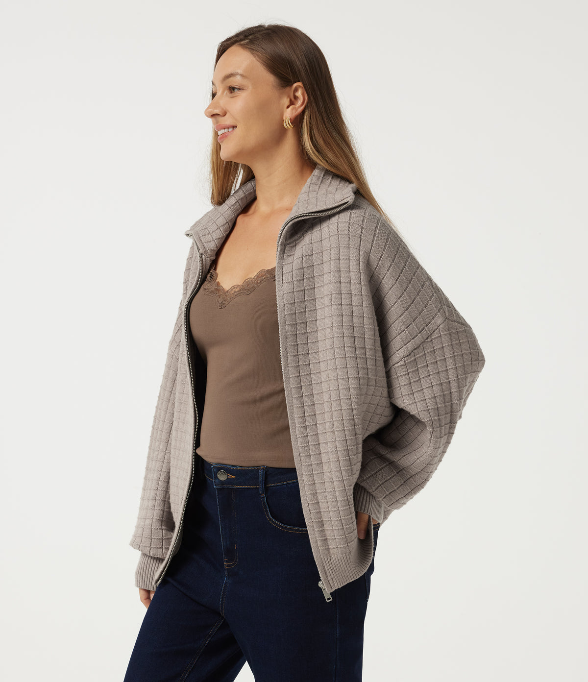 Lapel Long Sleeve Casual Cardigan — Pure Cashmere — view 3