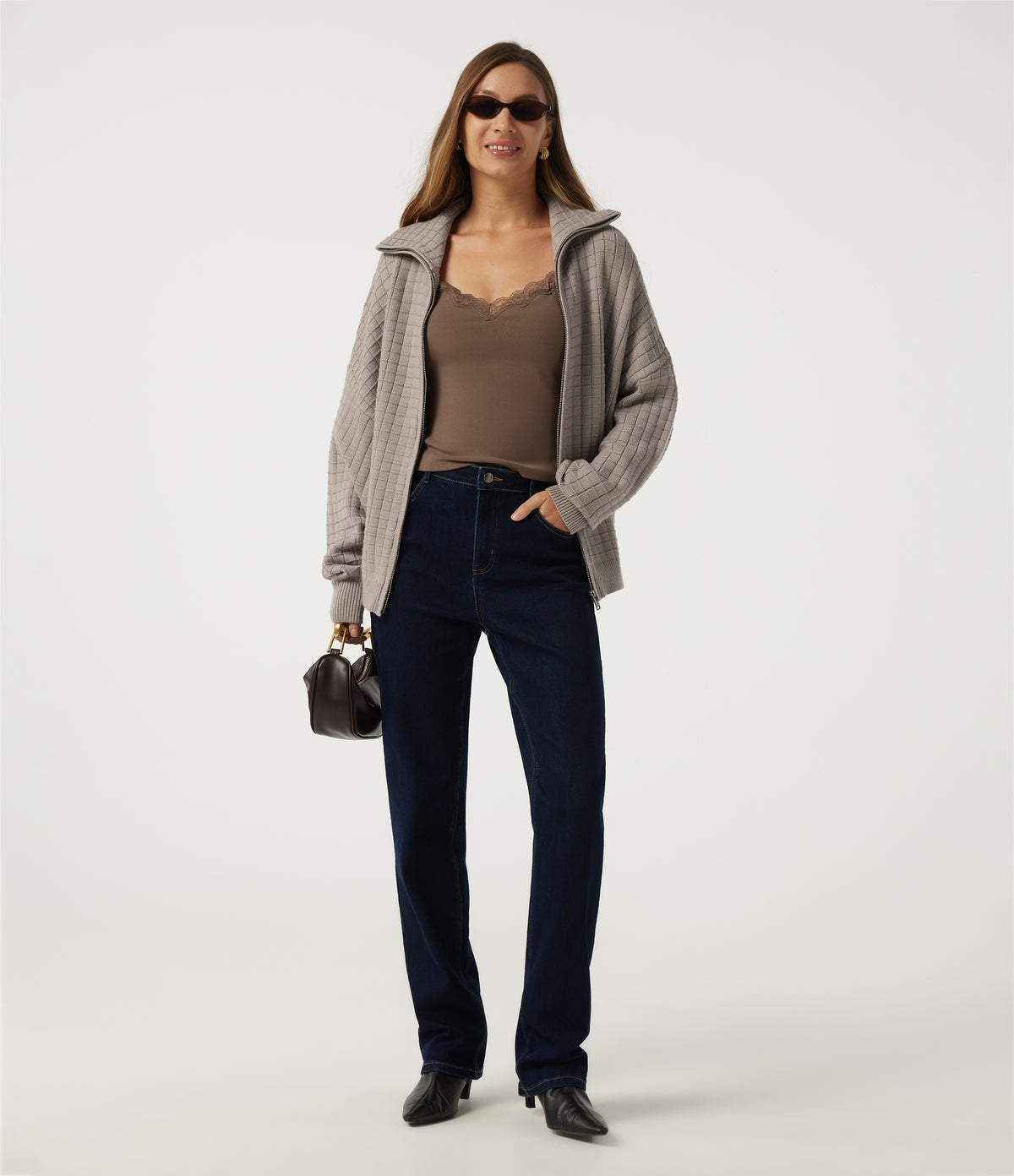 Lapel Long Sleeve Casual Cardigan — Pure Cashmere — view 6