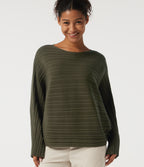Boat Neck Batwing Long Sleeve Work Jumper — Winter Moss — view 4