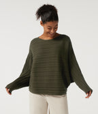 Boat Neck Batwing Long Sleeve Work Jumper — Winter Moss — view 1