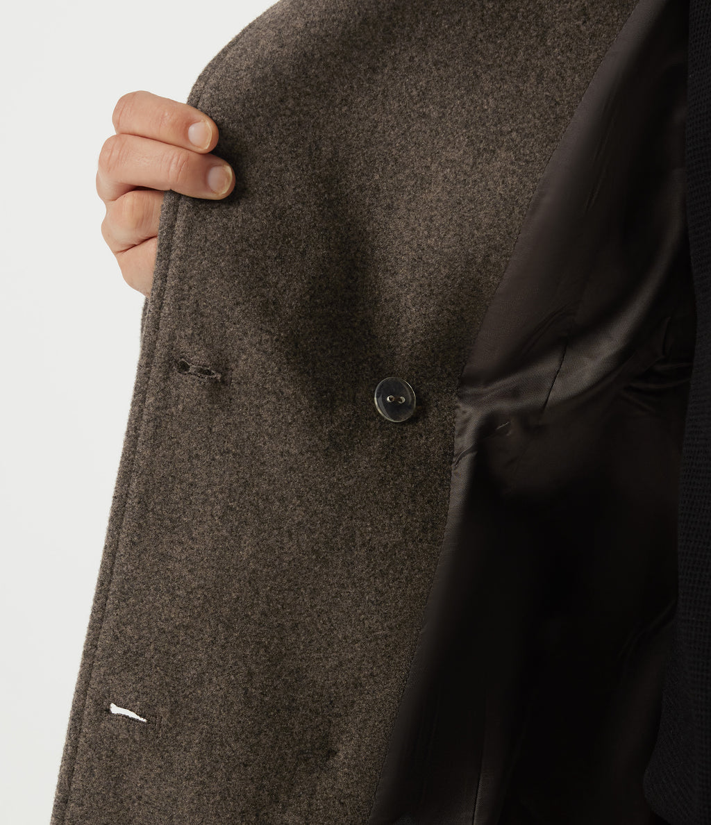 Long Sleeve Fleece Longline Work Coat with Pockets — Major Brown — view 7