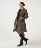 Long Sleeve Fleece Longline Work Coat with Pockets — Major Brown — view 3
