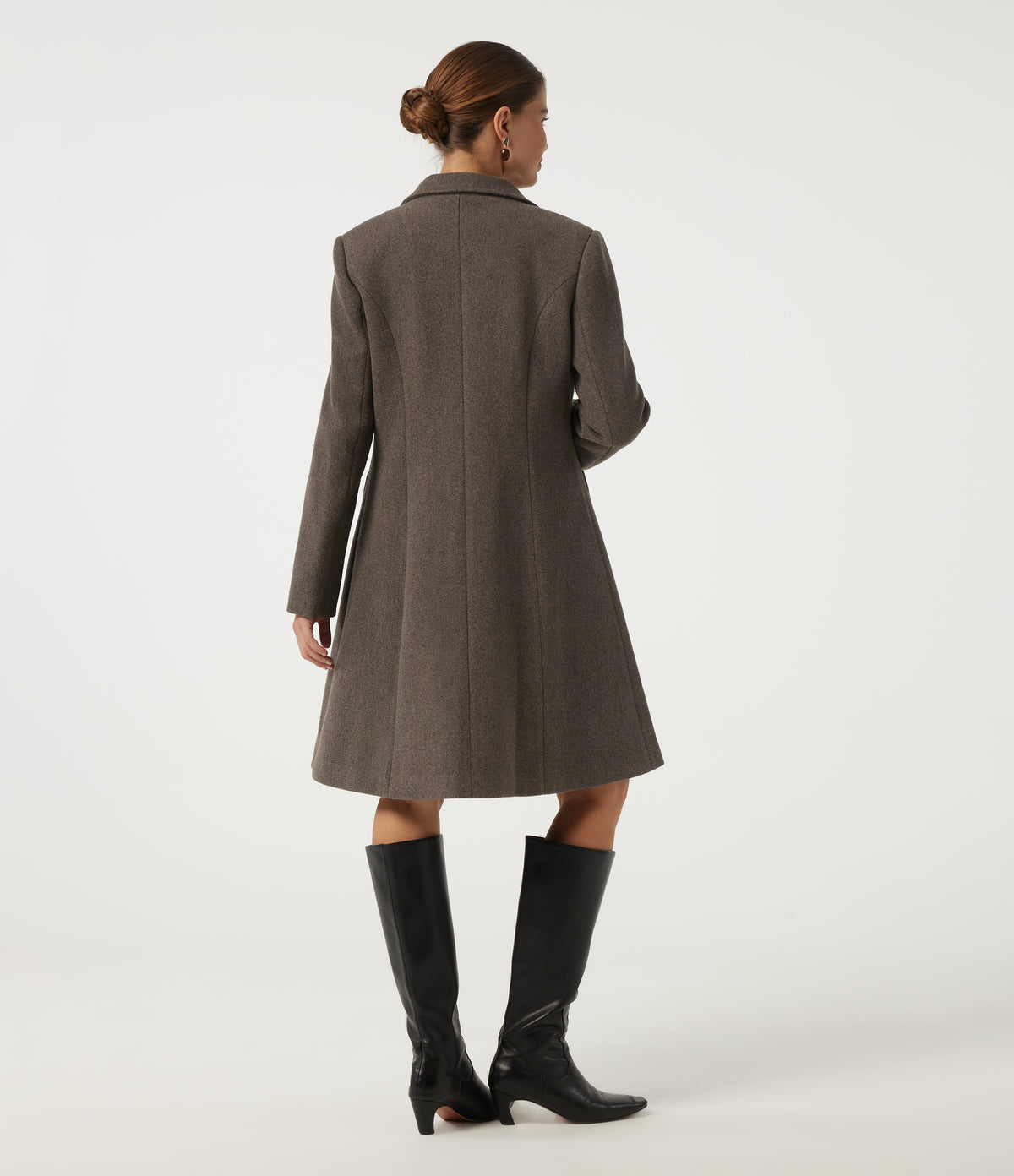 Long Sleeve Fleece Longline Work Coat with Pockets — Major Brown — view 2