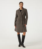 Long Sleeve Fleece Longline Work Coat with Pockets — Major Brown — view 4