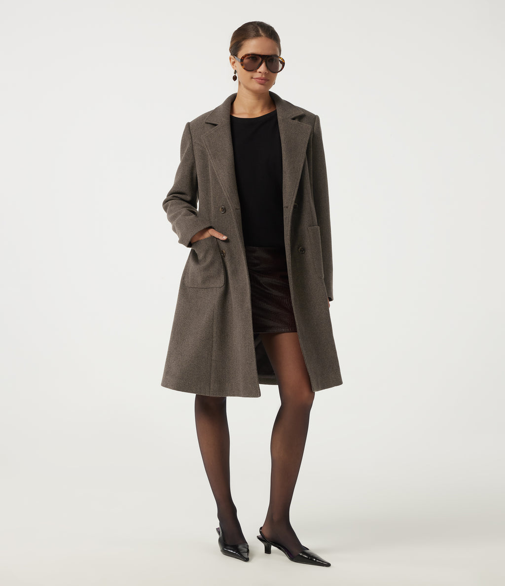 Long Sleeve Fleece Longline Work Coat with Pockets — Major Brown — view 8