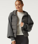 Hooded Batwing Long Sleeve Casual Padded Jacket with Pockets — Foghorn — view 4