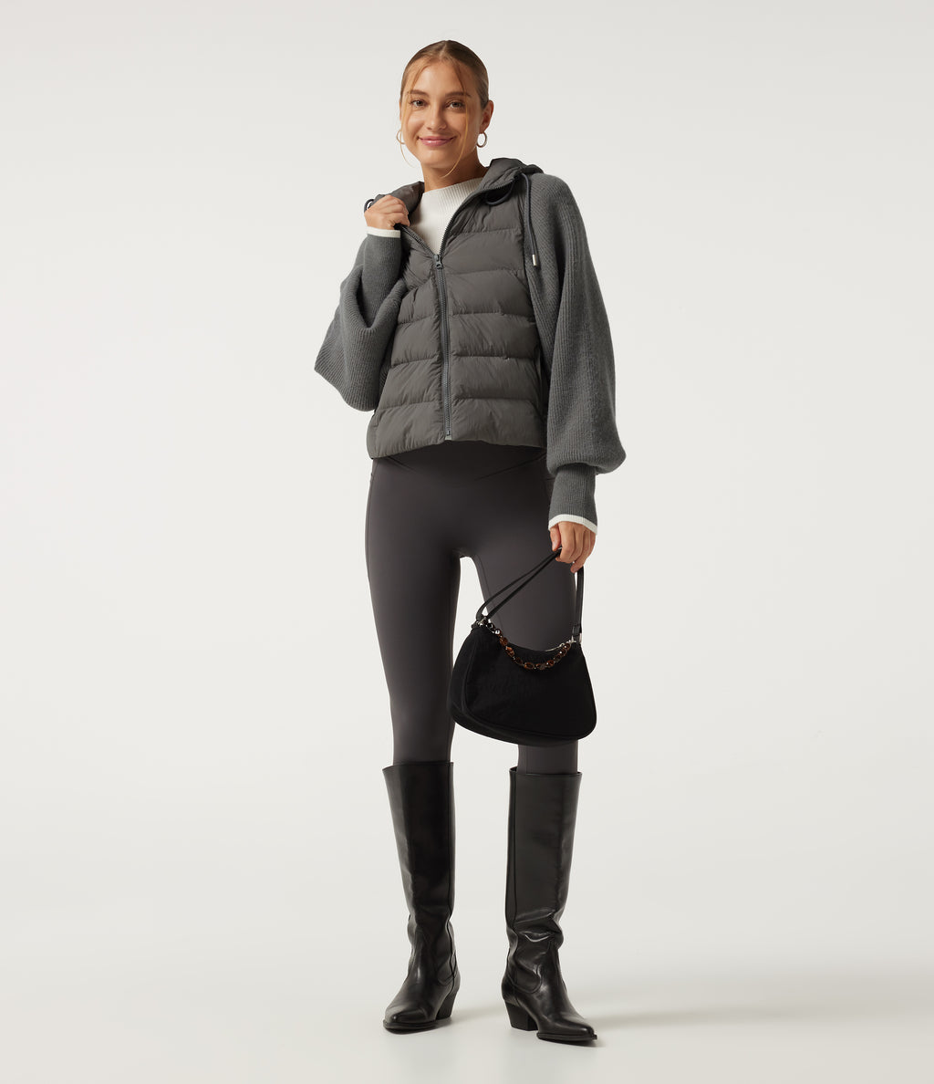 Hooded Batwing Long Sleeve Casual Padded Jacket with Pockets — Foghorn — view 7